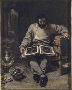 Marc Trapadoux examinant un livre d'estampes by Gustave Courbet