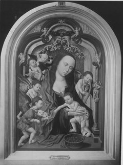 Maria mit Kind und musizierenden Engeln (Werkstattkopie) by Jacob Cornelisz van Oostsanen