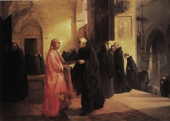 Meeting between Dante and Fra Ilario by Giuseppe Bertini