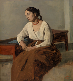 Melancholy Italian Woman (Rome) (Italienne mélancolique [Rome]) by Jean-Baptiste-Camille Corot