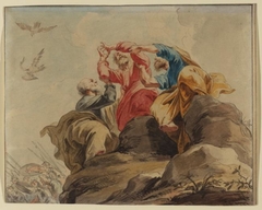 Moses in prayer between Aaron and Hur (Exodus 17: 9-13) by Jacob de Wit