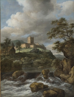 Mountain Landscape with View of Castle Bentheim by Jacob van Ruisdael