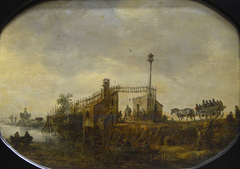 Paysage avec charrette sur une digue by Jan van Goyen