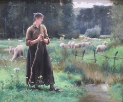 Peasant Girl with Sheep by Julien Dupré