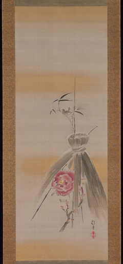 Peony Sheltered by Rice Straw by Sakai Hoitsu