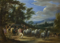 Philippe François d'Arenberg meeting Troops by Adam Frans van der Meulen