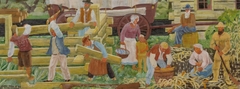 Pioneers Tilling Soil and Building Log Cabin (mural study, Carthage, Illinois Post Office) by Karl Kelpe