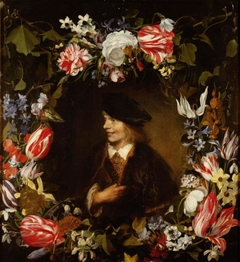 Portrait of a Young Man in Flower Garland by Jan Lievens