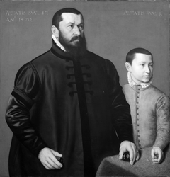 Portrait of the Nuremberg Goldsmith Hans Lencker (1523-1585) and his 9-year old son Elisius the Younger by Nicolas Neufchatel