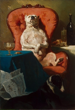 Pug Dog in an Armchair by Alfred de Dreux