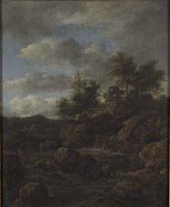 Rocky Landscape with Waterfall by Jacob van Ruisdael