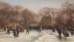 Schaatsenrijders op de vijver bij het Huis Ten Bosch by Willem Bastiaan Tholen