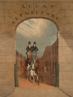 Schooling a Pair in a Brake at Lucas's Yard, Clerkenwell by James Pollard