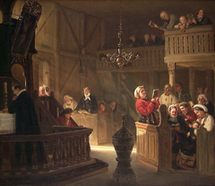 Service in a Norwegian Country Church by Adolph Tidemand