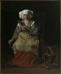 Spinnende vrouw by Michiel Sweerts