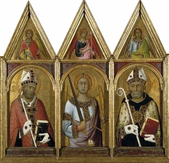 St Geminianus, St Michael and St Augustine, each with an Angel above by Simone Martini