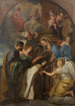 St Theresa receiving a gold chain and a mantle embroidered with gold from the Virgin by Gaspar de Crayer