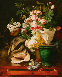 Still Life with Flowers, Shells, a Shark's Head, and Petrifications by Antoine Berjon