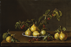 Still Life with Plate of Pears and Morello Cherries by Luis Egidio Meléndez