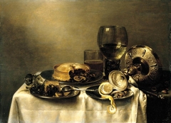 Still-life with roemer and pie by Willem Claesz Heda