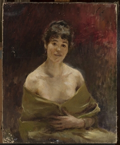 Study of a female model in green drapery by Jan Ciągliński