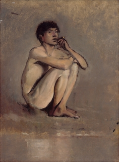 Study of a Seated Nude of a Young Man by László Mednyánszky