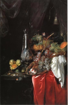 Sumptuous table with fruit and silverware by Catharina Treu