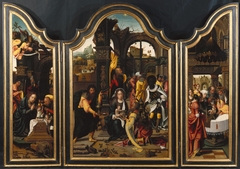 The Adoration of the Magi; left panel: The Nativity; right panel: The Presentation in the Temple by Master of 1518