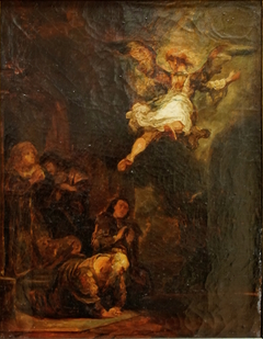 The Angel Gabriel leaving Tobias by Eugène Delacroix