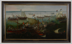 The battle at Sluis, with Dutch and Spanish galleys, May 26th, 1603 by Hendrick Cornelisz Vroom