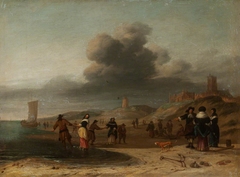 The Beach at Scheveningen by attributed to Adriaen van de Velde