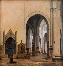 The interior of S. Maria sopra Minerva in Rome by Constantin Hansen