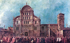 The Procesion of the Doge at San Zaccaria by Francesco Guardi