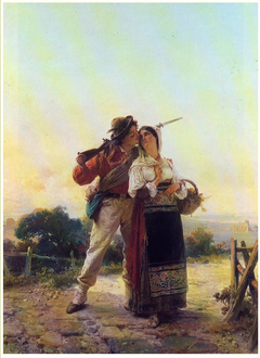 The recruit and the young woman from ciociaria by Gerolamo Induno