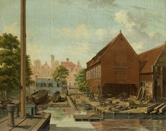 The Shipyard 'D'Hollandsche Tuin' on Bickers Eiland, Amsterdam by Pieter Godfried Bertichen