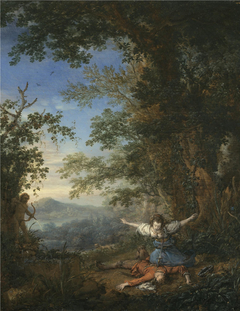 Thisbe committing suicide on the body of Pyramus by Philips Wouwerman