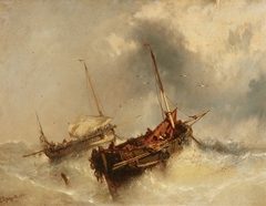 Two boats on the Stormy Sea by Charles Hoguet