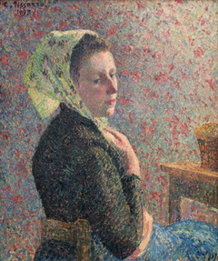 Woman with green scarf by Camille Pissarro