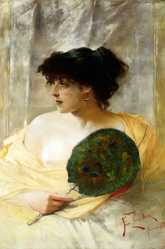 Woman with a fan by Franciszek Żmurko