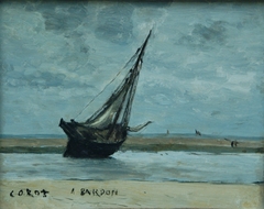 Trouville. Bateau échoué, dit Bateau de pêche à marée basse by Jean-Baptiste-Camille Corot