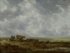 Vergezicht over een vlak landschap by Jan van Goyen