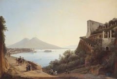 View of Naples with Castel dell'Ovo and Mount Vesuvius seen from the Salita di San' Antonio by Franz Ludwig Catel