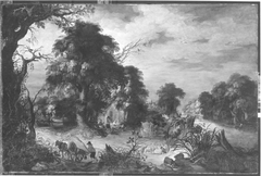 Waldlandschaft mit Bauern by Gillis d'Hondecoeter