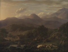 Welsh landscape with animals by Anonymous