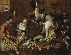 Woman Selling Poultry and Fish by Felice Boselli