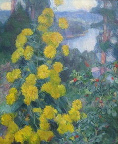 Yellow flowers by Erik Werenskiold