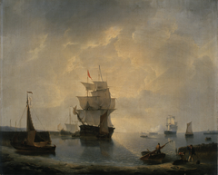 Zeilschepen in de haven by Petrus Johannes Schotel