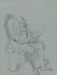 Zittende man met blad papier in de hand by Hendrik Pothoven