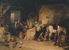 A Country Blacksmith Disputing upon the Price of Iron, and the Price Charged to the Butcher for Shoeing his Poney by J. M. W. Turner