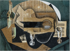 A Guitar, Glasses and a Bottle by Juan Gris